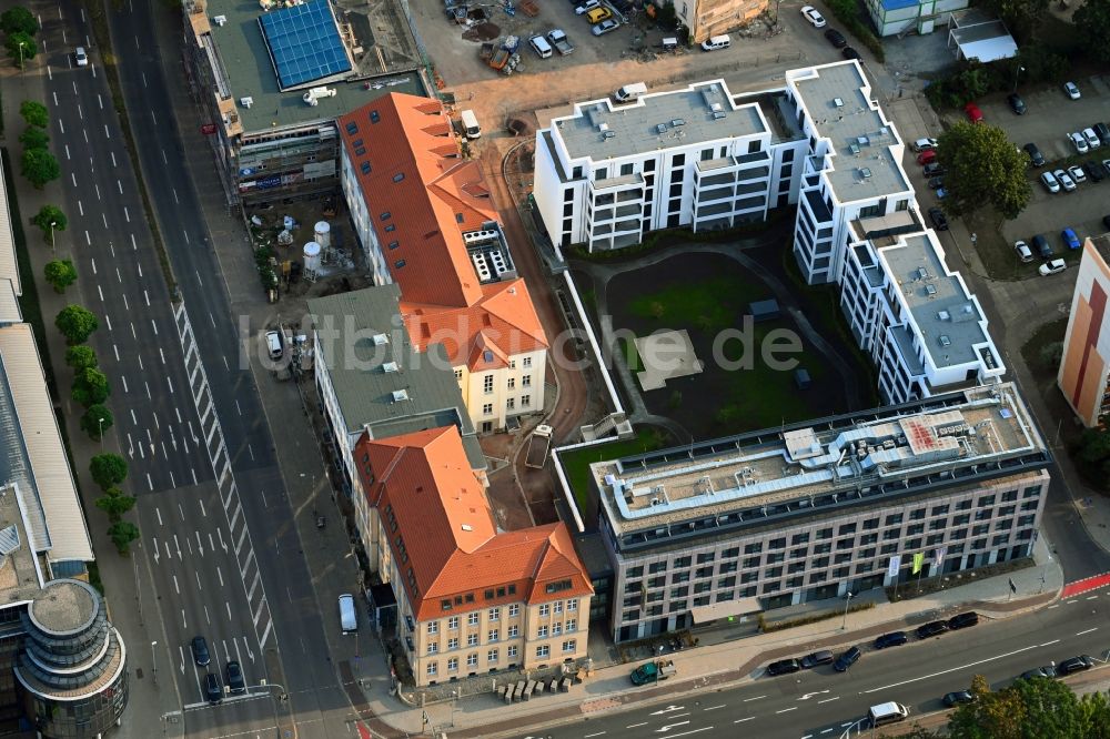 Magdeburg aus der Vogelperspektive: Baustelle zum Neubau der Hotelanlage Julius-Bremer-Straße - Max-Otten-Straße - Otto-von-Guericke-Straße in Magdeburg im Bundesland Sachsen-Anhalt, Deutschland