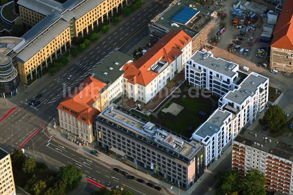 Luftbild Magdeburg - Baustelle zum Neubau der Hotelanlage Julius-Bremer-Straße - Max-Otten-Straße - Otto-von-Guericke-Straße in Magdeburg im Bundesland Sachsen-Anhalt, Deutschland