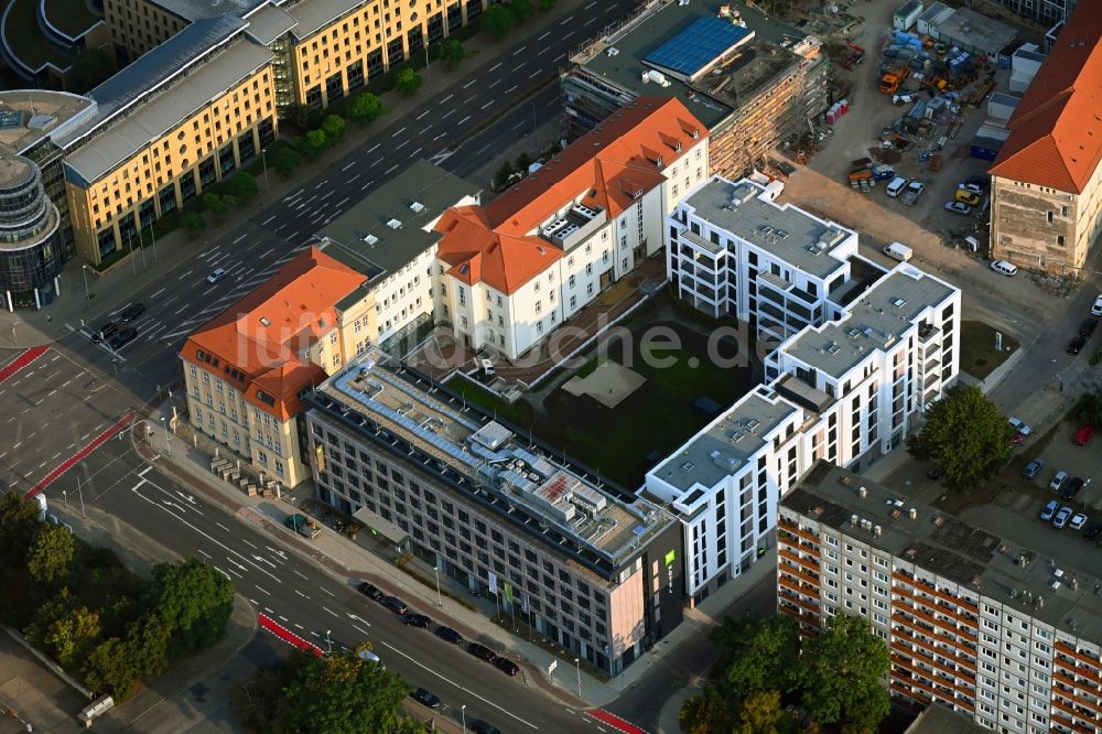 Luftaufnahme Magdeburg - Baustelle zum Neubau der Hotelanlage Julius-Bremer-Straße - Max-Otten-Straße - Otto-von-Guericke-Straße in Magdeburg im Bundesland Sachsen-Anhalt, Deutschland