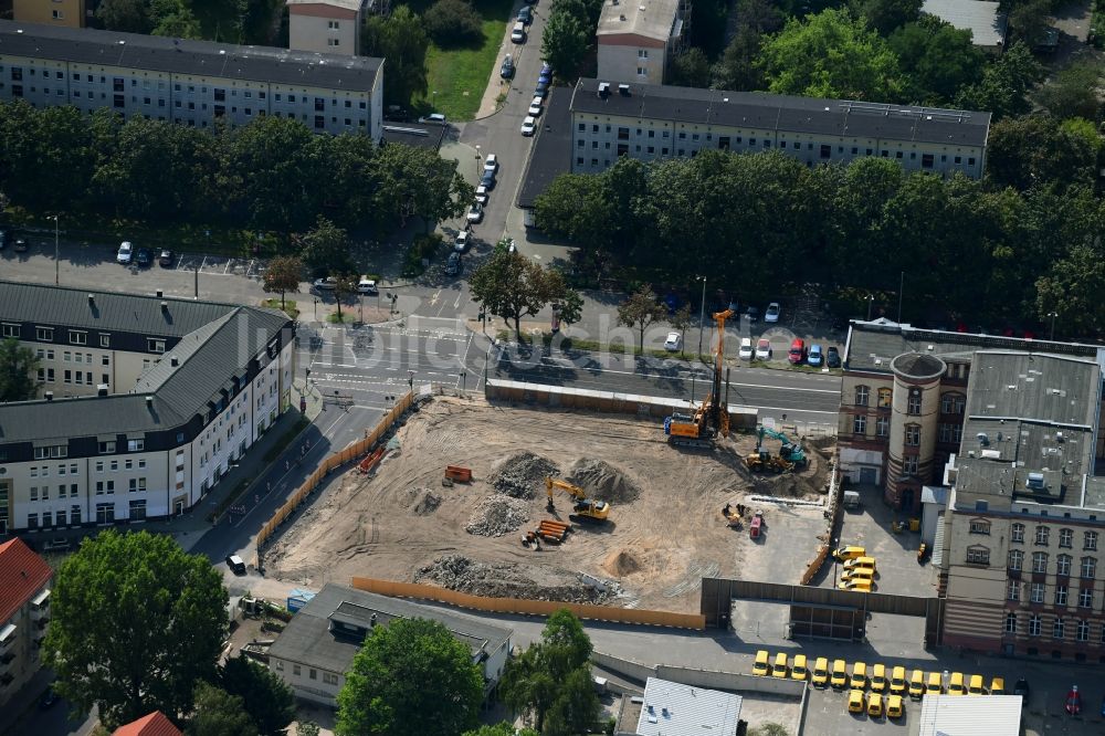 Luftbild Potsdam - Baustelle zum Neubau der Hotelanlage Am Kanal - Französischer Straße in Potsdam im Bundesland Brandenburg, Deutschland