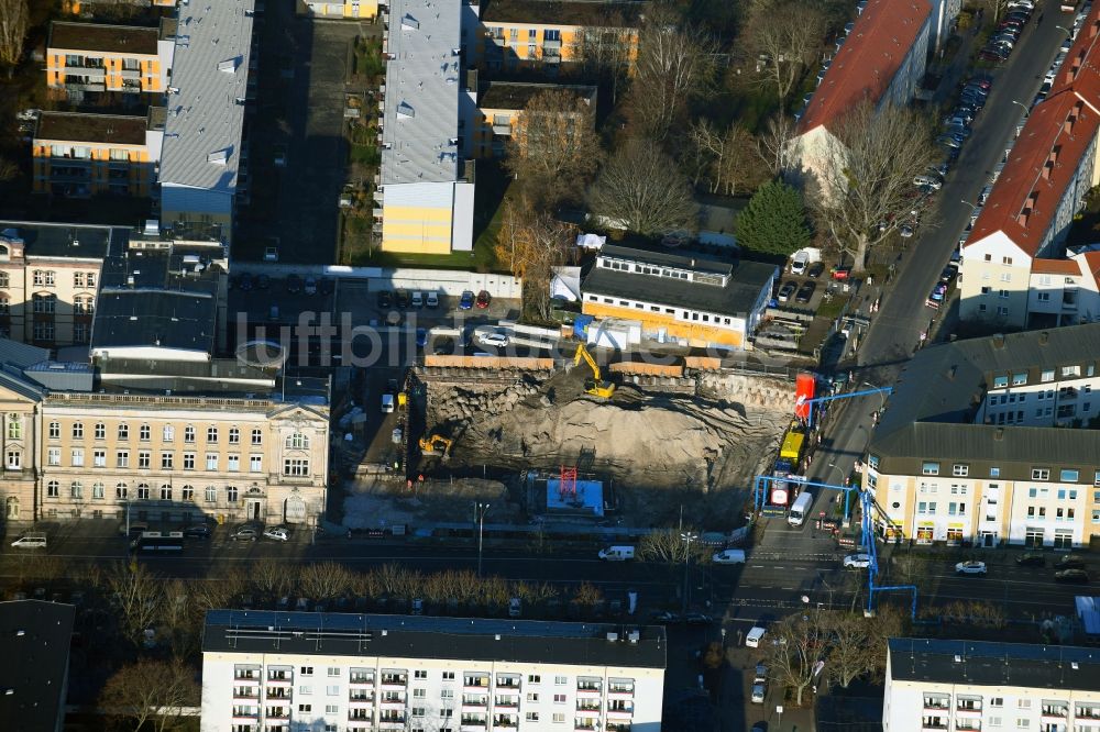 Luftbild Potsdam - Baustelle zum Neubau der Hotelanlage Am Kanal - Französischer Straße in Potsdam im Bundesland Brandenburg, Deutschland