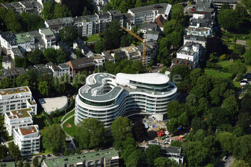 Luftaufnahme Hamburg - Baustelle zum Neubau der Hotelanlage Luxushotel The Fontenay an der Außenalster im Stadtteil Rotherbaum in Hamburg