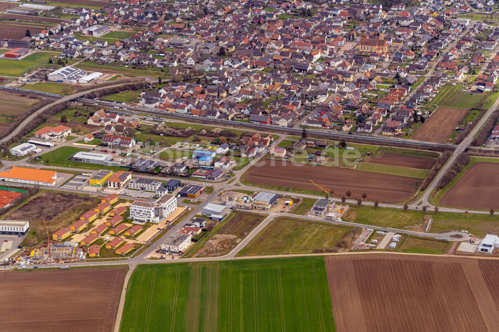 Luftbild Ringsheim - Baustelle zum Neubau der Hotelanlage an der Mahlberger Straße in Ringsheim im Bundesland Baden-Württemberg, Deutschland