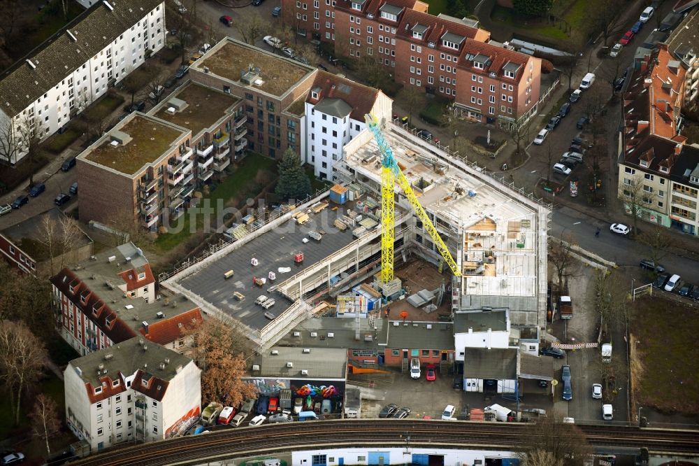 Luftbild Hamburg - Baustelle zum Neubau der Hotelanlage im Ortsteil Barmbek-Süd in Hamburg, Deutschland