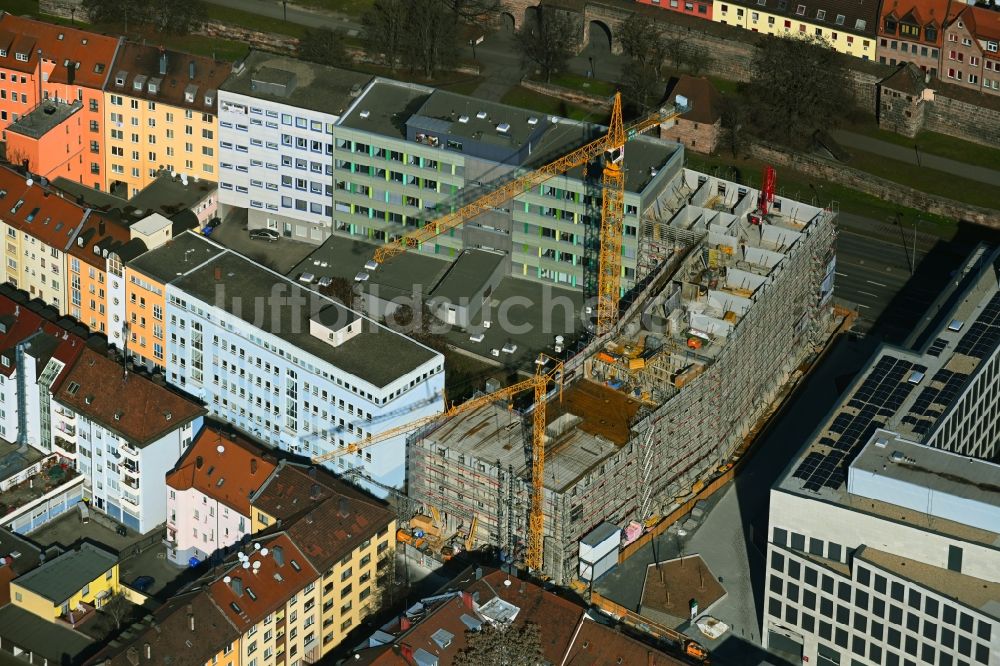 Luftbild Nürnberg - Baustelle zum Neubau der Hotelanlage im Ortsteil Tafelhof in Nürnberg im Bundesland Bayern, Deutschland