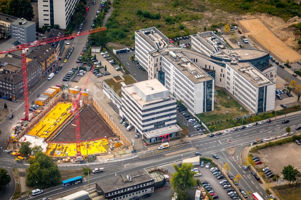 Luftbild Essen - Baustelle zum Neubau der Hotelanlage an der Schwanenkampstraße - Ottilienstraße in Essen im Bundesland Nordrhein-Westfalen, Deutschland