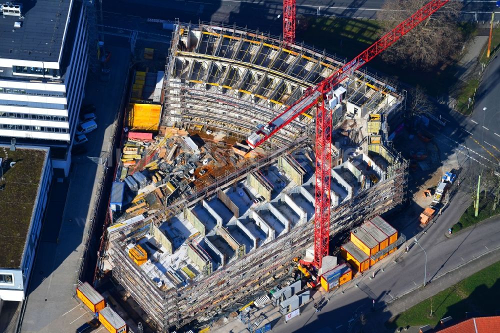 Luftbild Essen - Baustelle zum Neubau der Hotelanlage an der Schwanenkampstraße - Ottilienstraße in Essen im Bundesland Nordrhein-Westfalen, Deutschland