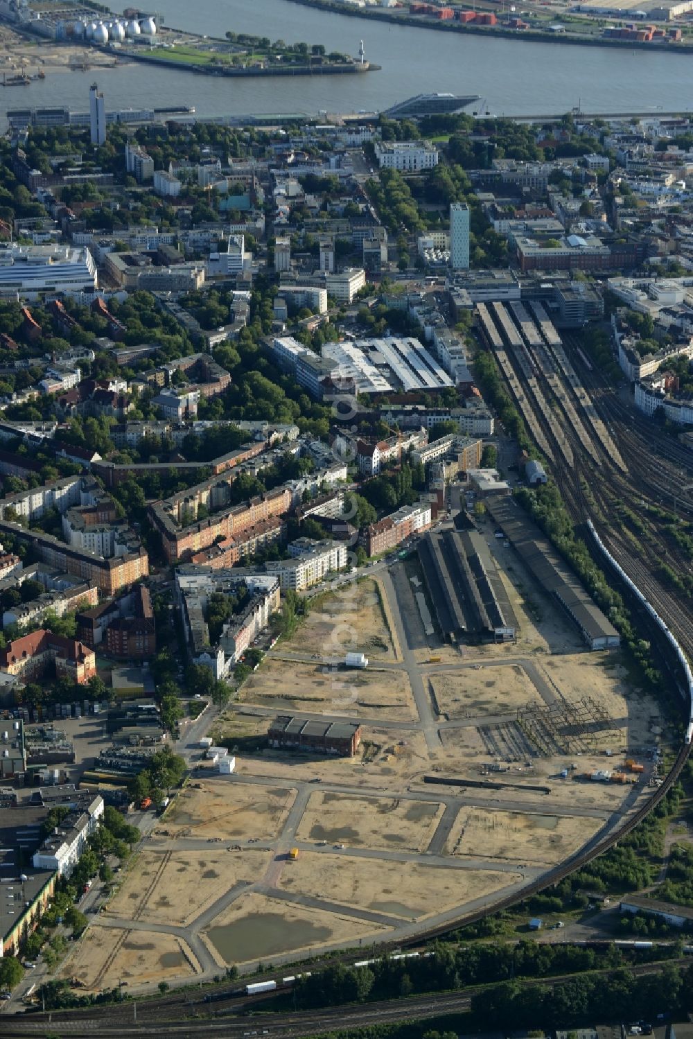 Luftaufnahme Hamburg - Baustelle zum Neubau der Innenstadt Mitte Altona in Hamburg