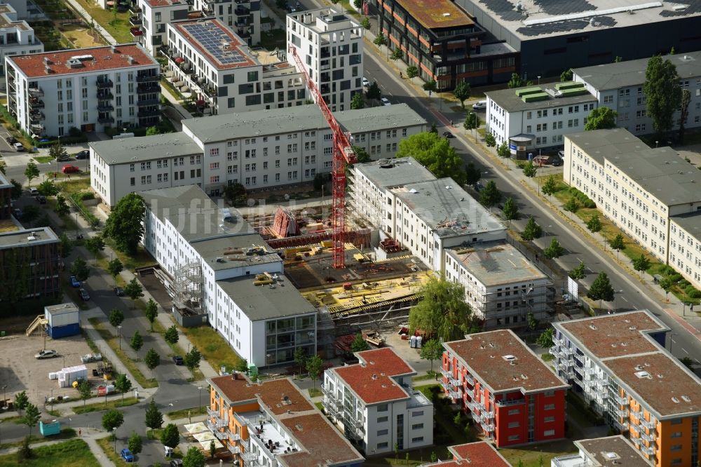 Luftbild Berlin - Baustelle zum Neubau IRIS Adlershof Zum Großen Windkanal im Ortsteil Adlershof in Berlin, Deutschland