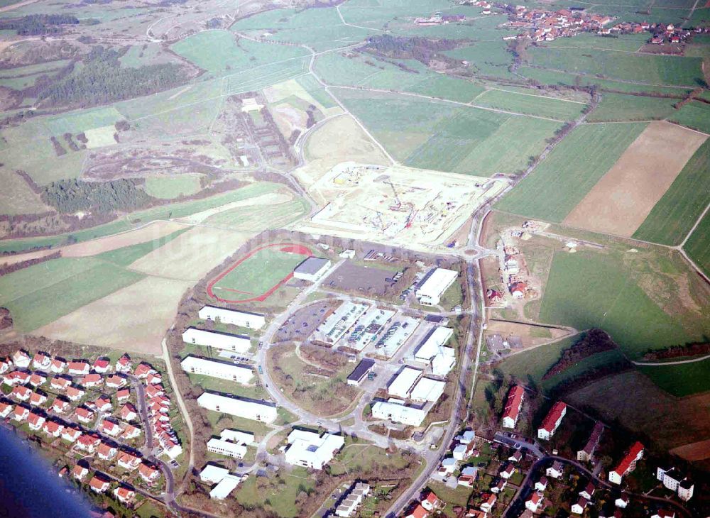 Hünfeld aus der Vogelperspektive: Baustelle zum Neubau der Justizvollzugsanstalt JVA in Hünfeld im Bundesland Hessen, Deutschland