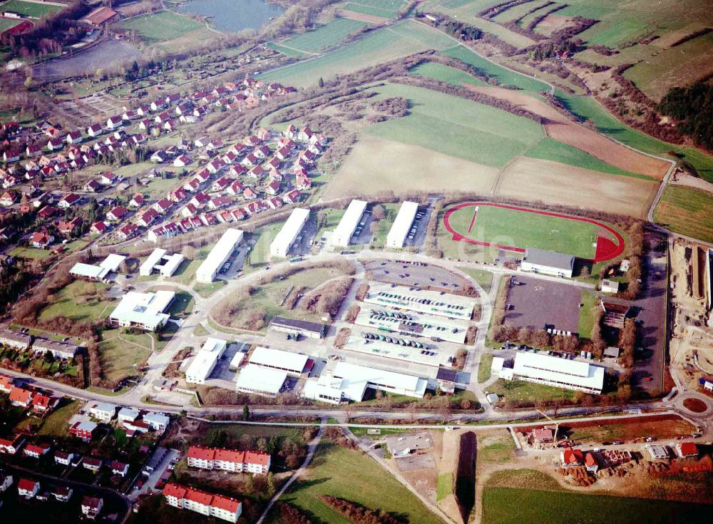 Luftbild Hünfeld - Baustelle zum Neubau der Justizvollzugsanstalt JVA in Hünfeld im Bundesland Hessen, Deutschland