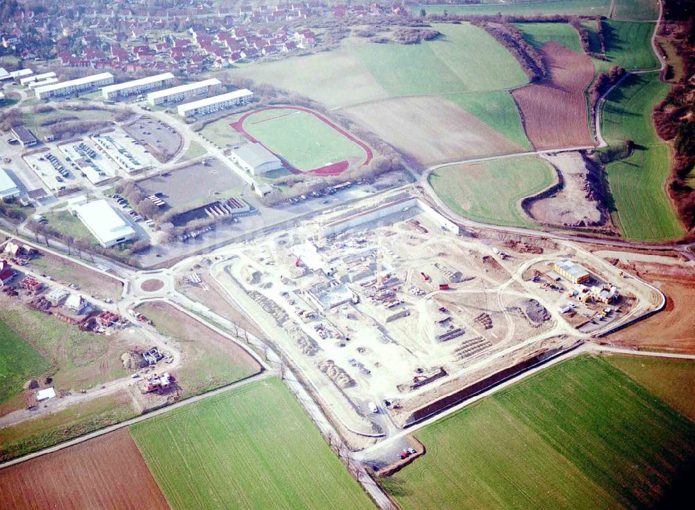 Hünfeld von oben - Baustelle zum Neubau der Justizvollzugsanstalt JVA in Hünfeld im Bundesland Hessen, Deutschland