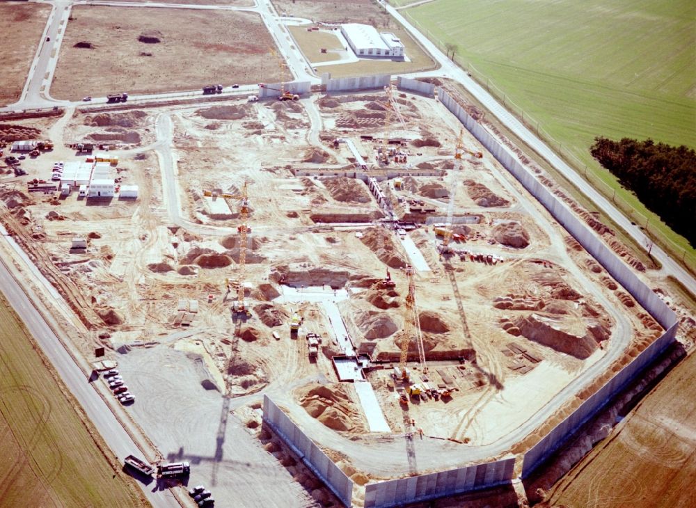 Luftbild Duben - Baustelle zum Neubau der Justizvollzugsanstalt JVA Luckau-Duben in Duben im Bundesland Brandenburg, Deutschland