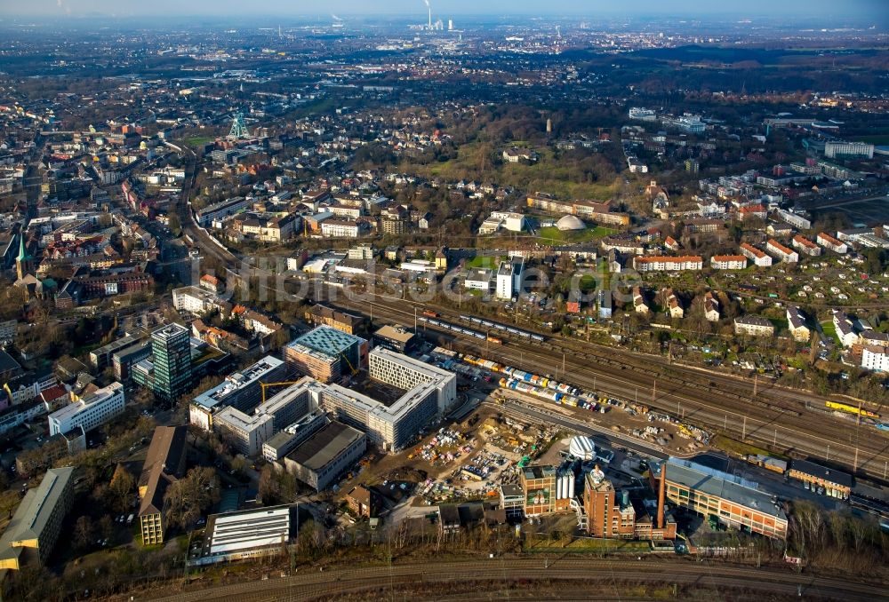 Bochum aus der Vogelperspektive: Baustelle zum Neubau vom Justizzentrum in Bochum im Bundesland Nordrhein-Westfalen