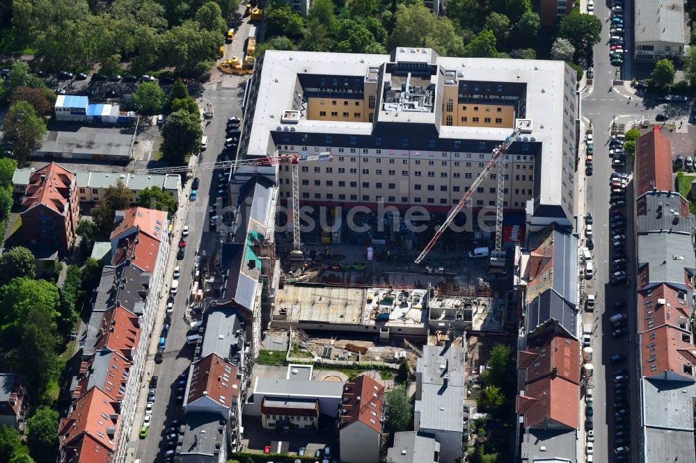 Luftaufnahme Leipzig - Baustelle zum Neubau des Justizzentrum Leipzig in Leipzig im Bundesland Sachsen, Deutschland