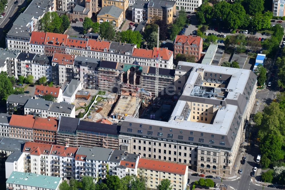 Luftaufnahme Leipzig - Baustelle zum Neubau des Justizzentrum Leipzig in Leipzig im Bundesland Sachsen, Deutschland