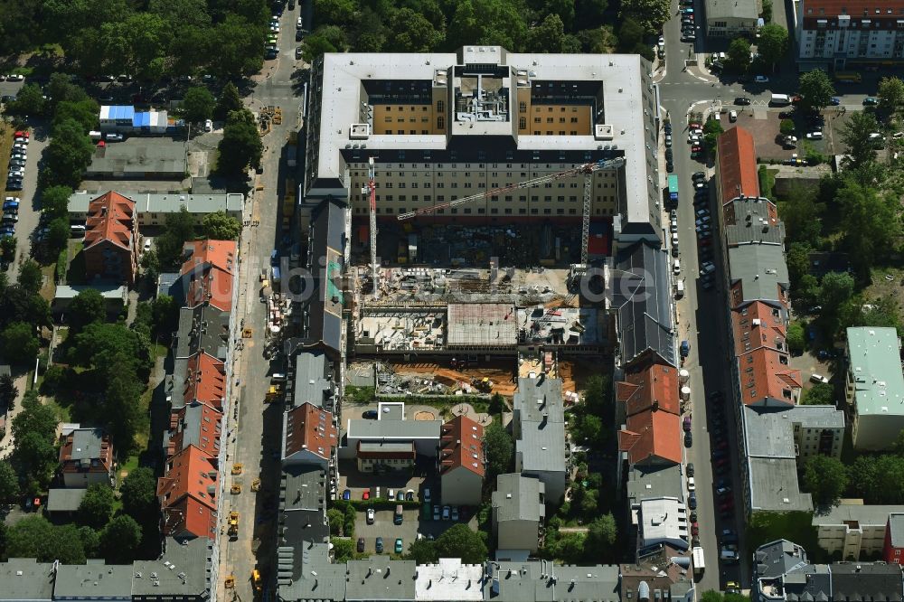 Leipzig von oben - Baustelle zum Neubau des Justizzentrum Leipzig in Leipzig im Bundesland Sachsen, Deutschland