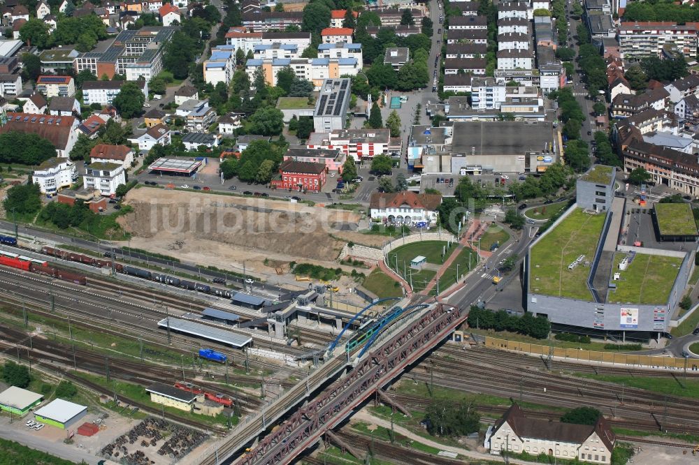 Weil am Rhein von oben - Baustelle zum Neubau des Kaufhaus- Gebäudes Dreiländergalerie in Weil am Rhein im Bundesland Baden-Württemberg, Deutschland