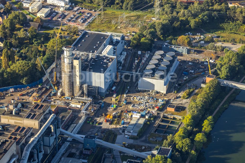 Herne aus der Vogelperspektive: Baustelle zum Neubau der Kraftwerksanlagen eines Gas- und Dampfkraftwerk der STEAG GmbH in Herne im Bundesland Nordrhein-Westfalen, Deutschland