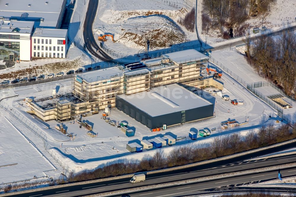 Meschede aus der Vogelperspektive: Baustelle zum Neubau des Kreisfeuerwehrzentrums HSK in Meschede im Bundesland Nordrhein-Westfalen