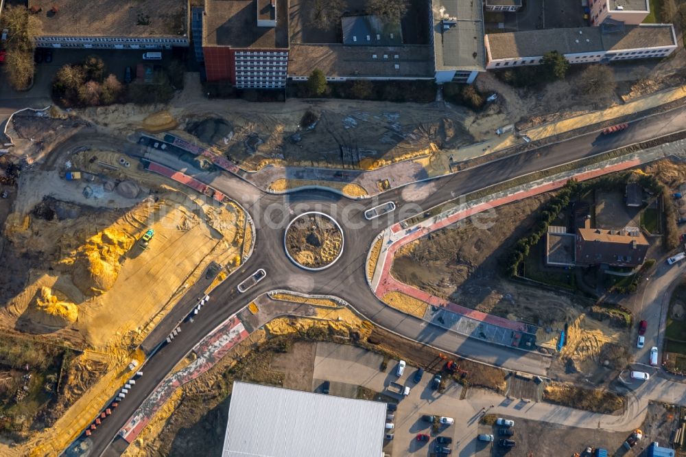 Luftbild Dorsten - Baustelle zum Neubau der Kreisverkehr - Straßenführung Bismarckstraße in Dorsten im Bundesland Nordrhein-Westfalen, Deutschland