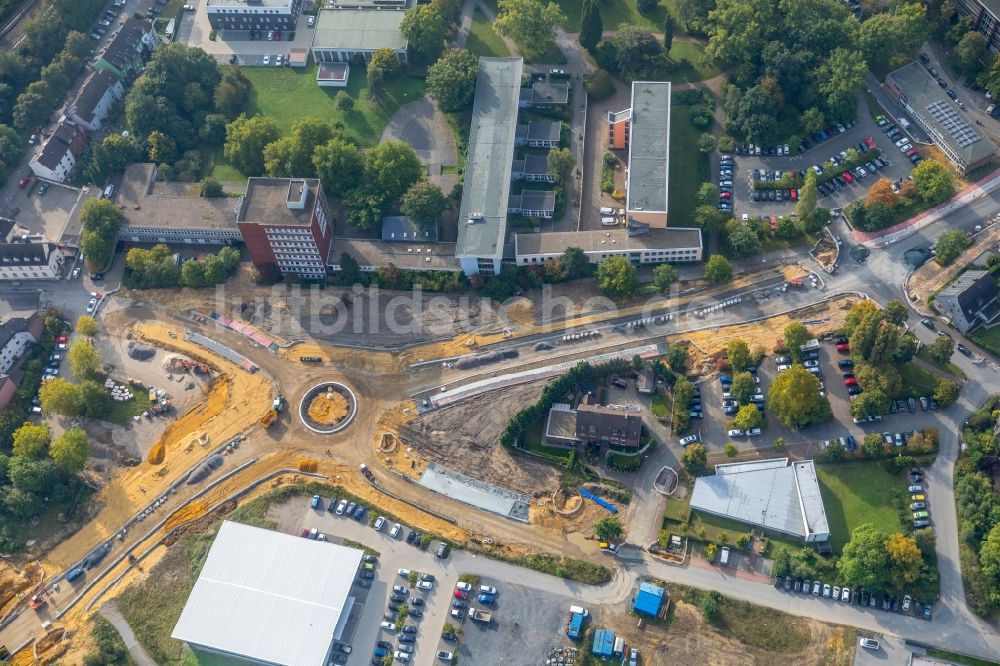 Luftbild Dorsten - Baustelle zum Neubau der Kreisverkehr - Straßenführung Bismarckstraße in Dorsten im Bundesland Nordrhein-Westfalen, Deutschland