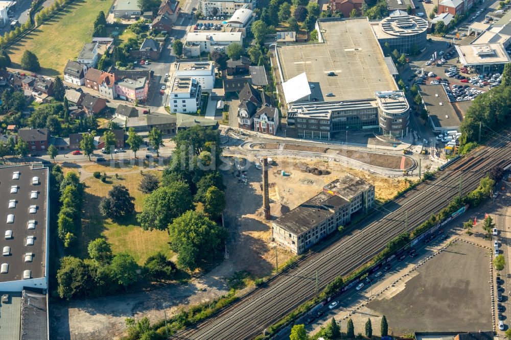 Ahlen von oben - Baustelle zum Neubau der Kreisverkehr - Straßenführung am Gebrüder-Kerkmann-Platz in Ahlen im Bundesland Nordrhein-Westfalen, Deutschland