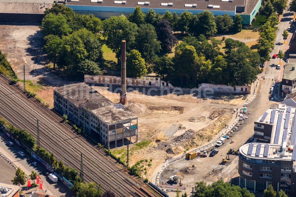 Luftbild Ahlen - Baustelle zum Neubau der Kreisverkehr - Straßenführung am Gebrüder-Kerkmann-Platz in Ahlen im Bundesland Nordrhein-Westfalen, Deutschland