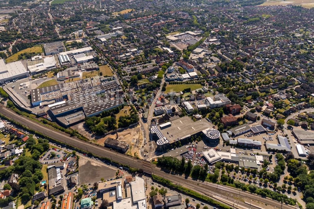 Luftbild Ahlen - Baustelle zum Neubau der Kreisverkehr - Straßenführung am Gebrüder-Kerkmann-Platz in Ahlen im Bundesland Nordrhein-Westfalen, Deutschland