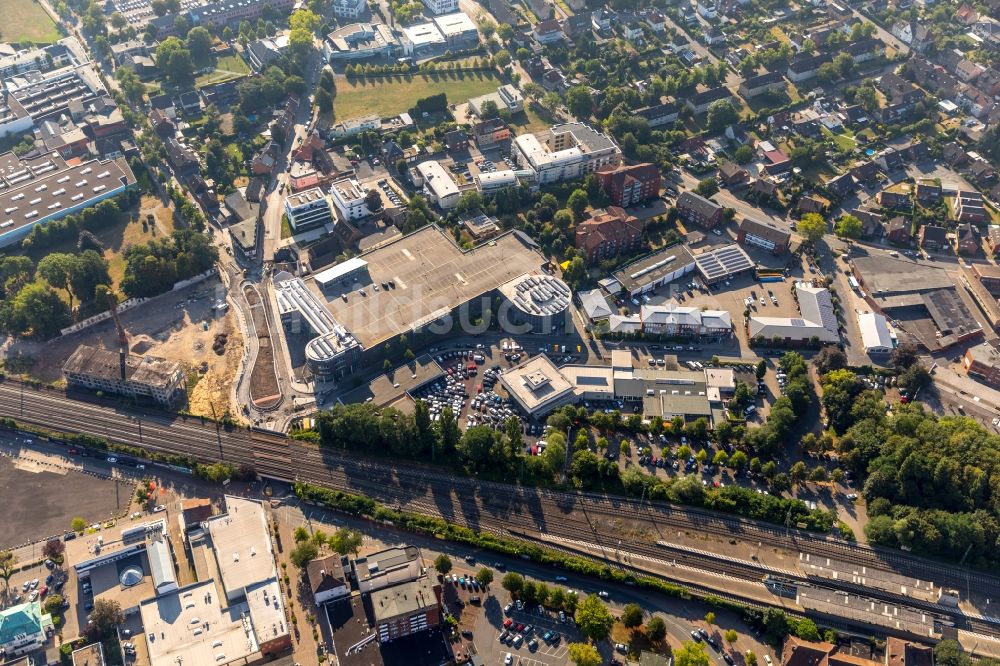 Ahlen von oben - Baustelle zum Neubau der Kreisverkehr - Straßenführung am Gebrüder-Kerkmann-Platz in Ahlen im Bundesland Nordrhein-Westfalen, Deutschland