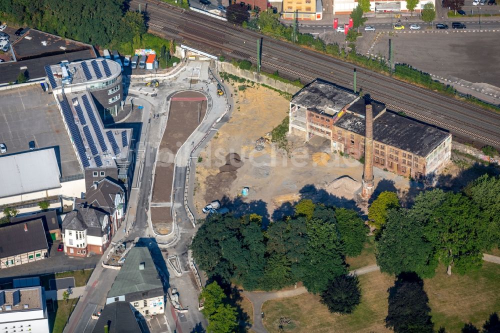 Ahlen von oben - Baustelle zum Neubau der Kreisverkehr - Straßenführung am Gebrüder-Kerkmann-Platz in Ahlen im Bundesland Nordrhein-Westfalen, Deutschland