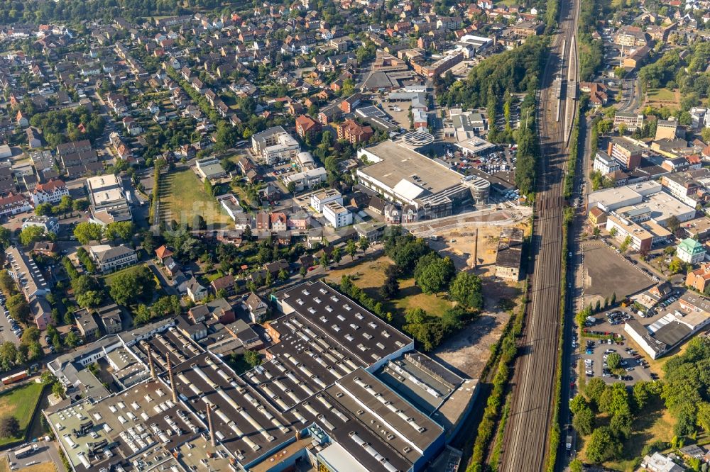 Luftbild Ahlen - Baustelle zum Neubau der Kreisverkehr - Straßenführung am Gebrüder-Kerkmann-Platz in Ahlen im Bundesland Nordrhein-Westfalen, Deutschland