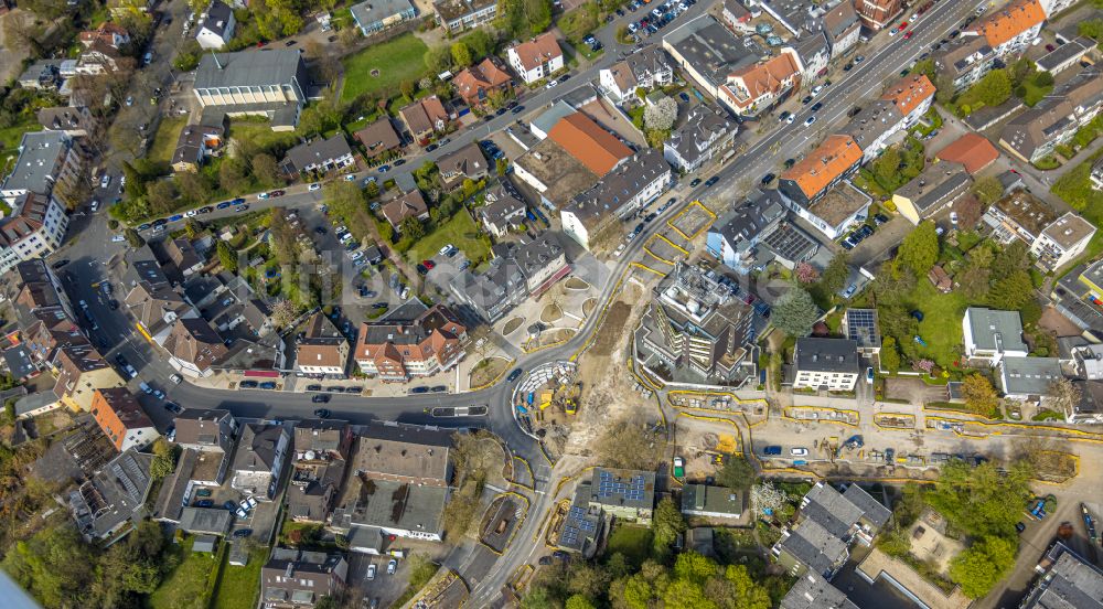 Bochum von oben - Baustelle zum Neubau der Kreisverkehr - Straßenführung Kemnader Straße - Heinrich-König-Straße in Bochum im Bundesland Nordrhein-Westfalen, Deutschland