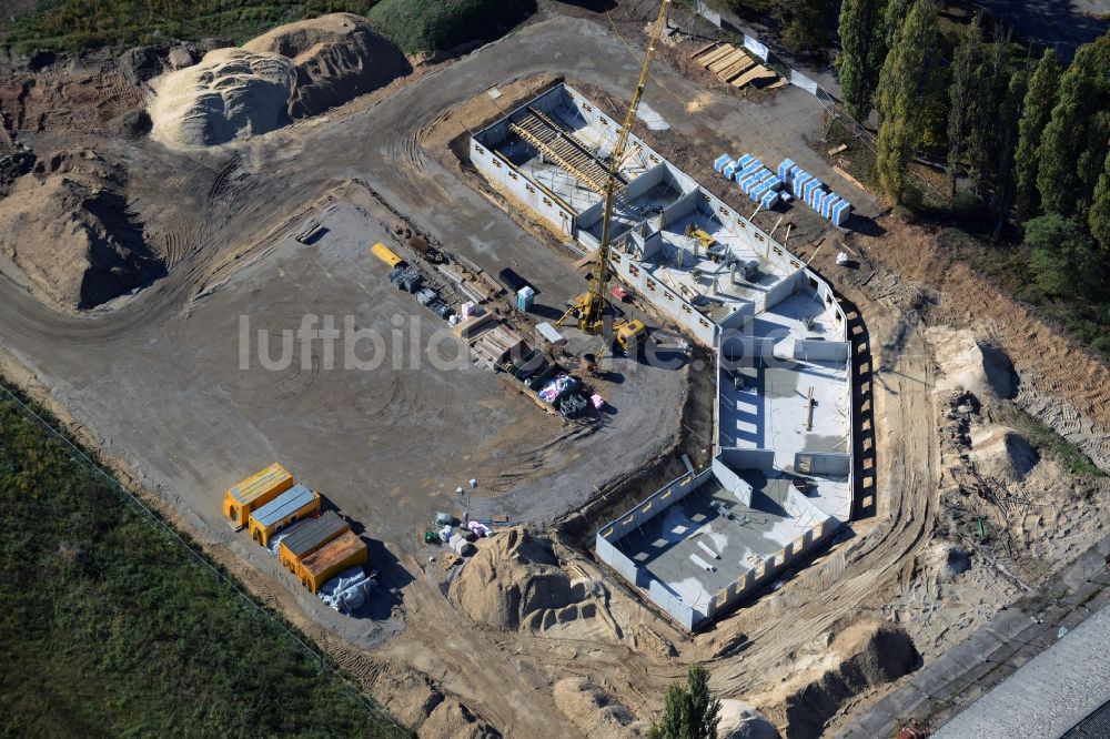 Luftbild Werneuchen - Baustelle zum Neubau eines Labor- und Verwaltungsgebäudes der Berger Bau GmbH in Werneuchen im Bundesland Brandenburg