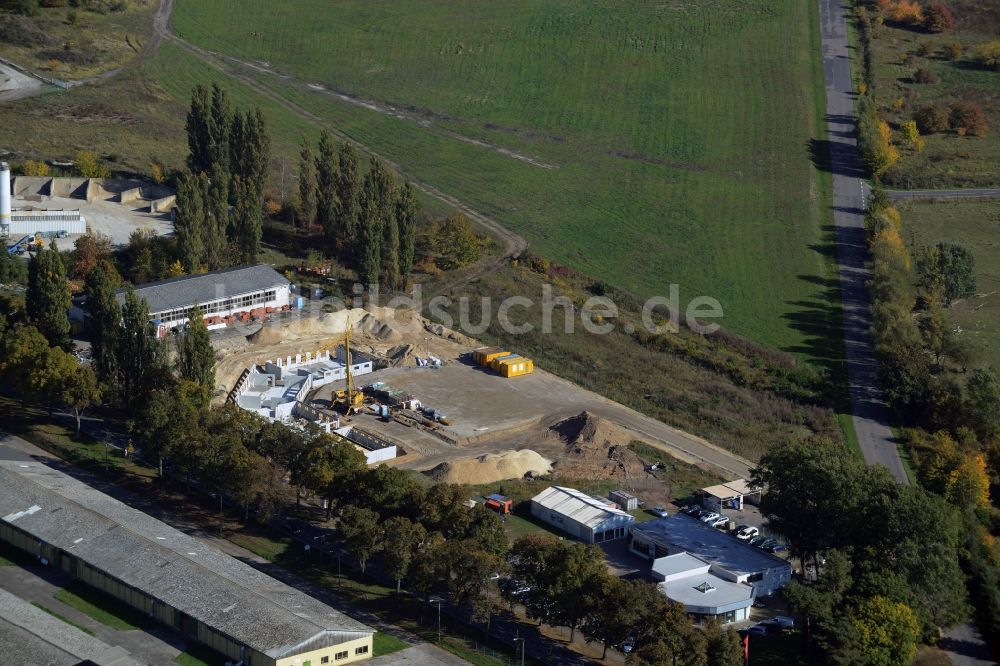 Luftbild Werneuchen - Baustelle zum Neubau eines Labor- und Verwaltungsgebäudes der Berger Bau GmbH in Werneuchen im Bundesland Brandenburg