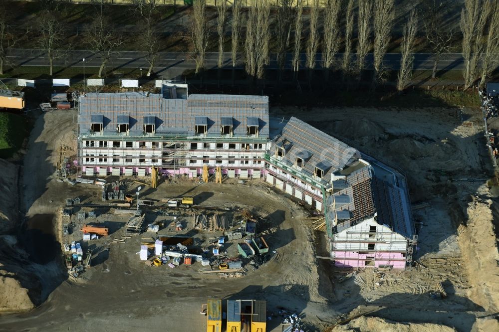 Werneuchen von oben - Baustelle zum Neubau eines Labor- und Verwaltungsgebäudes der Berger Bau GmbH in Werneuchen im Bundesland Brandenburg