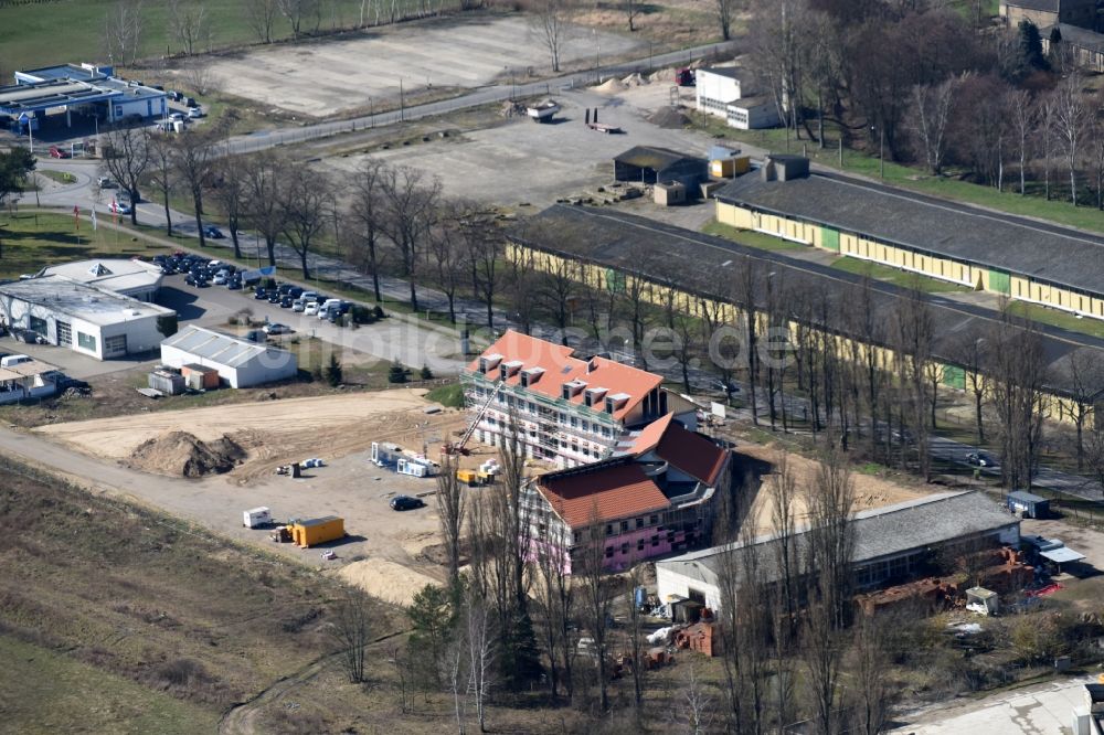 Luftbild Werneuchen - Baustelle zum Neubau eines Labor- und Verwaltungsgebäudes der Berger Bau GmbH in Werneuchen im Bundesland Brandenburg