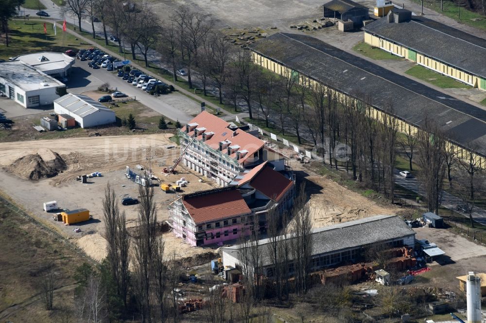 Luftaufnahme Werneuchen - Baustelle zum Neubau eines Labor- und Verwaltungsgebäudes der Berger Bau GmbH in Werneuchen im Bundesland Brandenburg