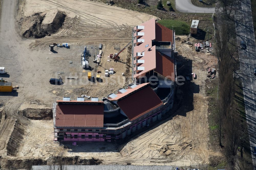 Luftbild Werneuchen - Baustelle zum Neubau eines Labor- und Verwaltungsgebäudes der Berger Bau GmbH in Werneuchen im Bundesland Brandenburg