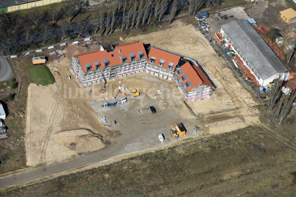 Luftbild Werneuchen - Baustelle zum Neubau eines Labor- und Verwaltungsgebäudes der Berger Bau GmbH in Werneuchen im Bundesland Brandenburg