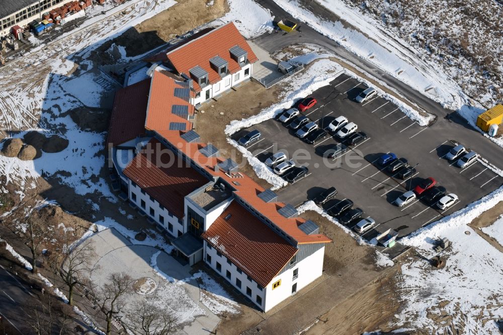 Luftbild Werneuchen - Baustelle zum Neubau eines Labor- und Verwaltungsgebäudes der Berger Bau GmbH in Werneuchen im Bundesland Brandenburg