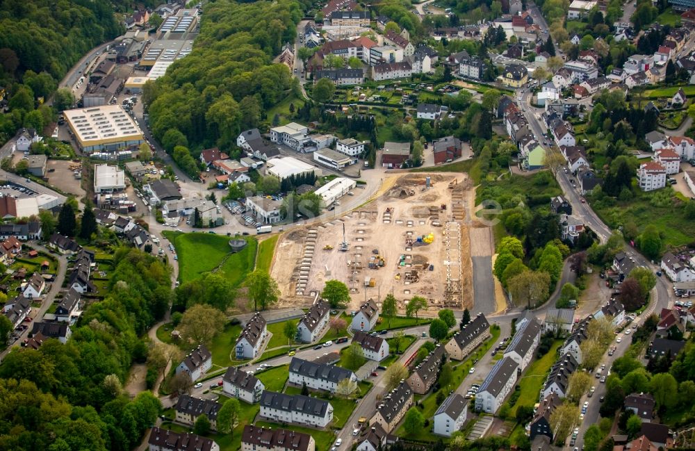 Ennepetal von oben - Baustelle zum Neubau von Lager- und Werks- Hallen an der Gewerbestraße in Ennepetal im Bundesland Nordrhein-Westfalen