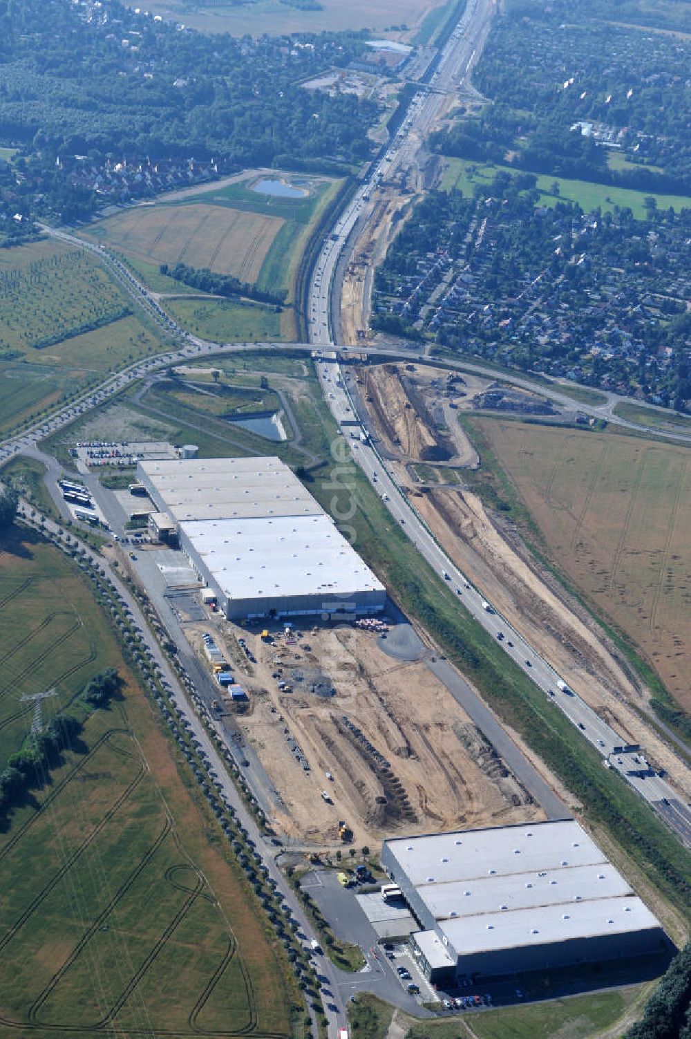 Luftbild Leipzig - Baustelle zum Neubau des Logistikzentrum ProLogis Logistikpark Leipzig- Plaußig