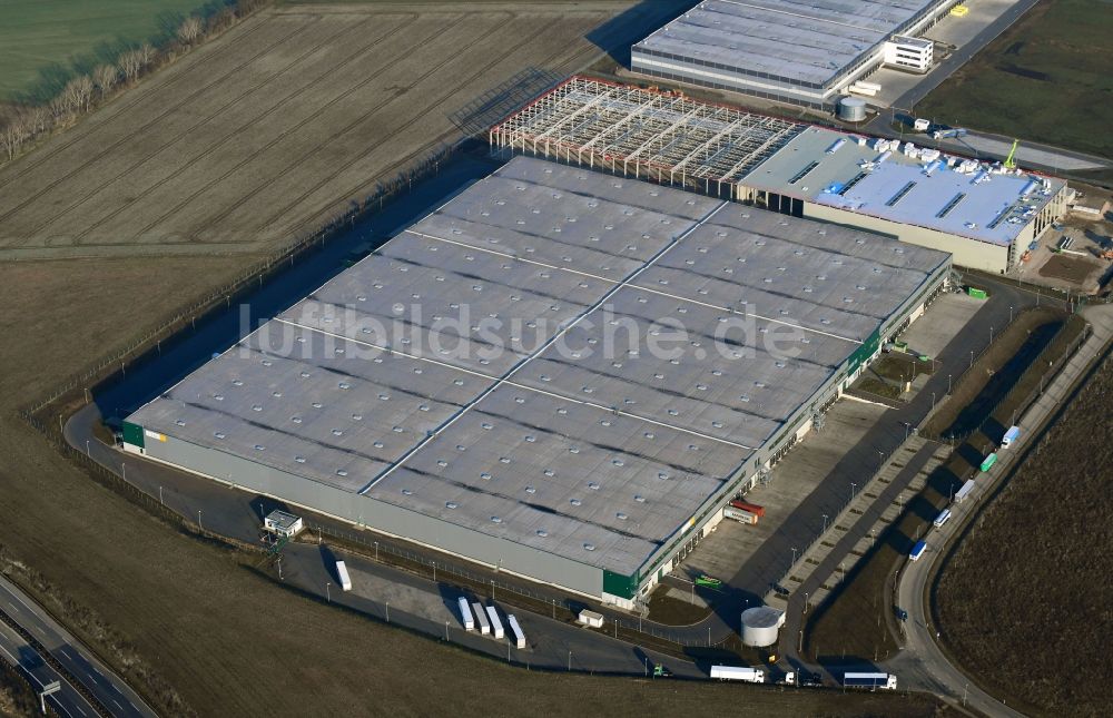 Luftaufnahme Erfurt - Baustelle zum Neubau eines Logistikzentrums der GIEAG Immobilien AG in Erfurt im Bundesland Thüringen, Deutschland