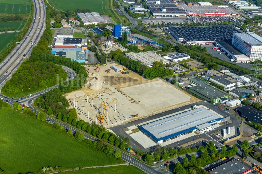 Luftaufnahme Witten - Baustelle zum Neubau eines Logistikzentrums der Hermes Germany GmbH in Witten im Bundesland Nordrhein-Westfalen, Deutschland