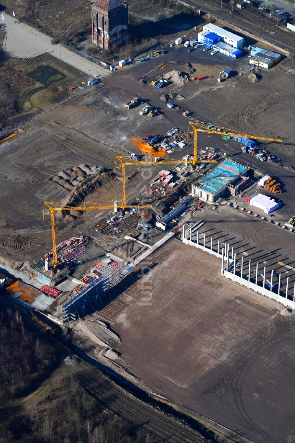 Luftbild Herne - Baustelle zum Neubau eines Logistikzentrums der NORDFROST GmbH & Co. KG in Herne im Bundesland Nordrhein-Westfalen, Deutschland