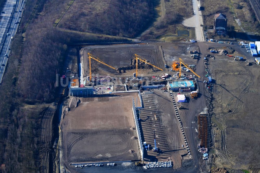 Luftaufnahme Herne - Baustelle zum Neubau eines Logistikzentrums der NORDFROST GmbH & Co. KG in Herne im Bundesland Nordrhein-Westfalen, Deutschland