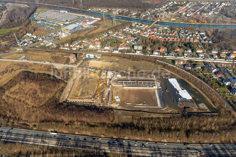 Luftaufnahme Herne - Baustelle zum Neubau eines Logistikzentrums der NORDFROST GmbH & Co. KG in Herne im Bundesland Nordrhein-Westfalen, Deutschland