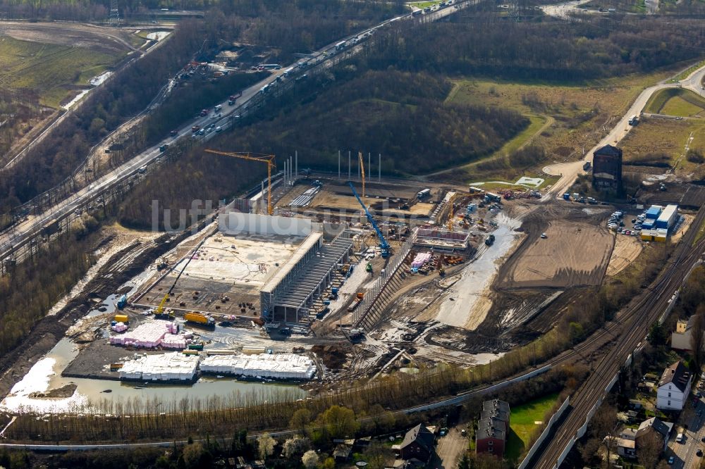 Herne von oben - Baustelle zum Neubau eines Logistikzentrums der NORDFROST GmbH & Co. KG in Herne im Bundesland Nordrhein-Westfalen, Deutschland