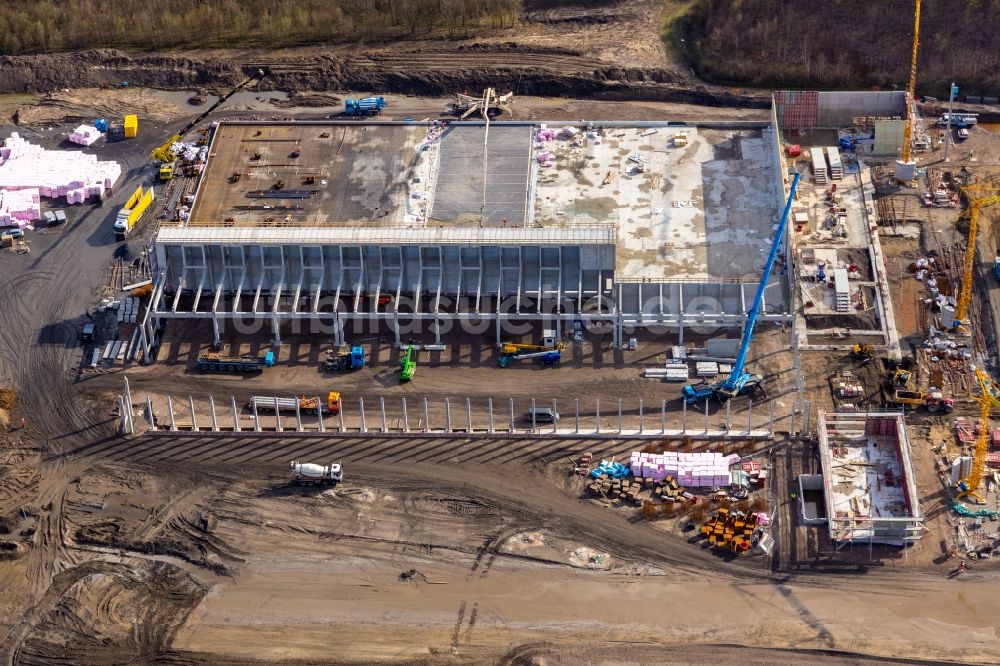 Herne aus der Vogelperspektive: Baustelle zum Neubau eines Logistikzentrums der NORDFROST GmbH & Co. KG in Herne im Bundesland Nordrhein-Westfalen, Deutschland